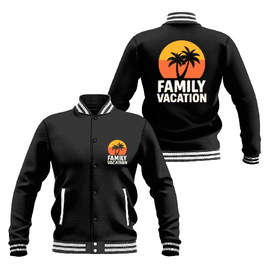 Family Vacation Palm Trees Sunset Beach Baseball Jackets