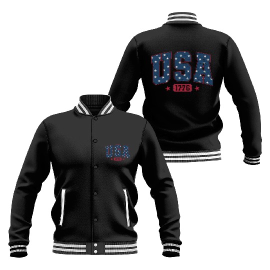 Usa 1776 Svg 4th of July Usa Varsity Baseball Jackets