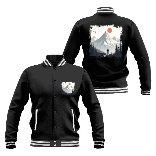 Serene Mountain Wilderness Scene Baseball Jackets