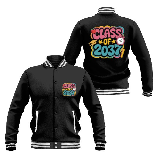 Class of 2037 Grow With Me, groovy back to school Baseball Jackets