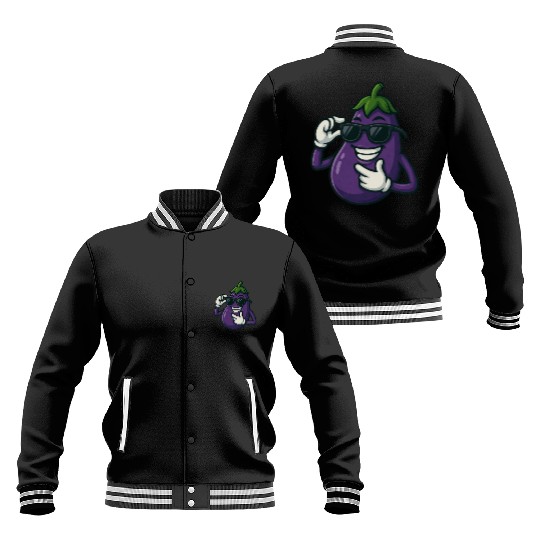 Cool eggplant vegetable design with sunglasses car Baseball Jackets