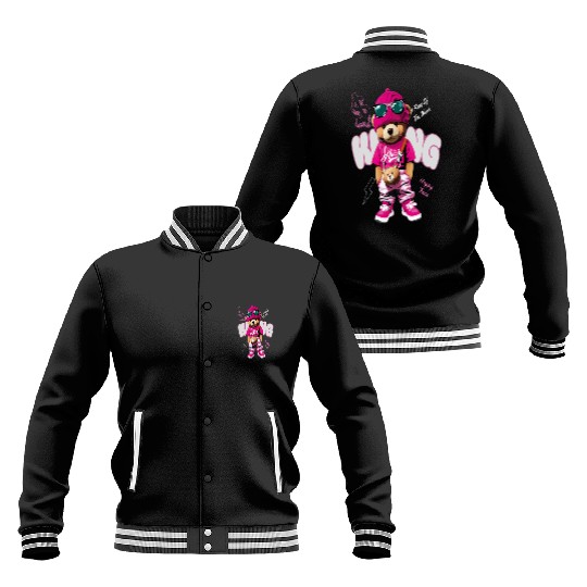 Trendy Teddy Bear Streetwear Design Baseball Jackets