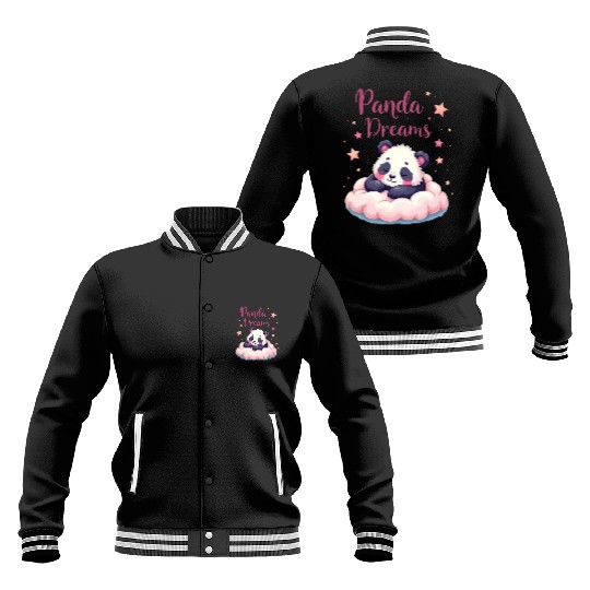 Whimsical Panda Dream Cloud Design Baseball Jackets