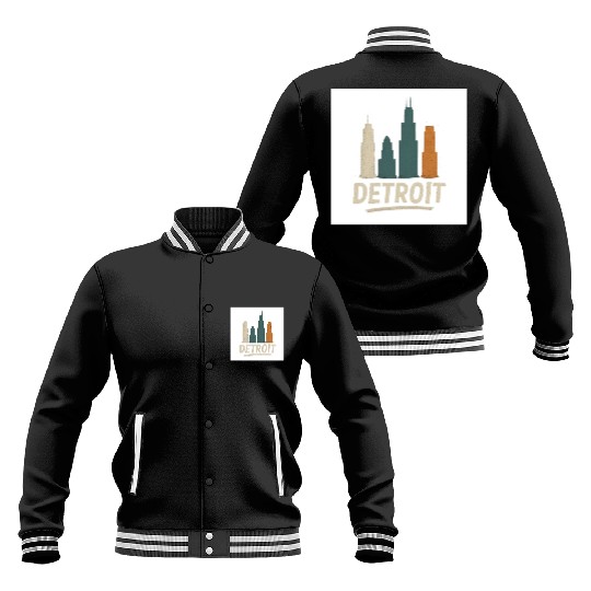 Detroit Skyline Street Vibes Baseball Jackets
