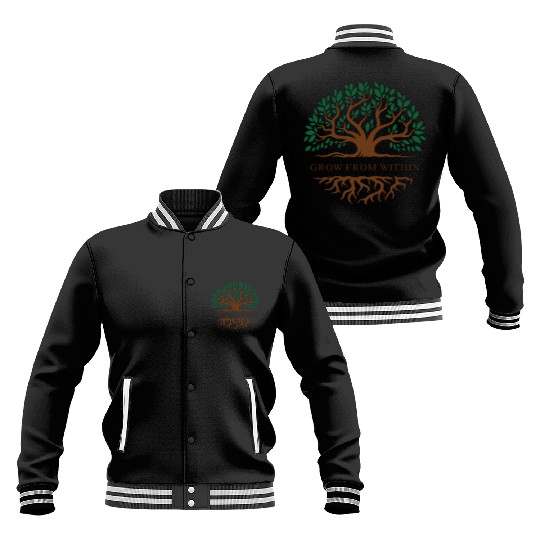 Inner Growth Tree Motif Baseball Jackets