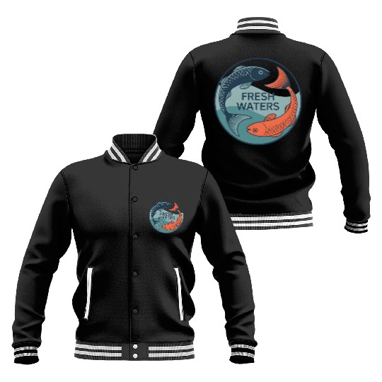 Fresh Waters Koi Fish Artwork Baseball Jackets