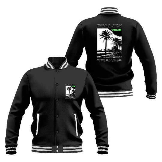 Tropical Palm Tree Sunset Illustration Baseball Jackets
