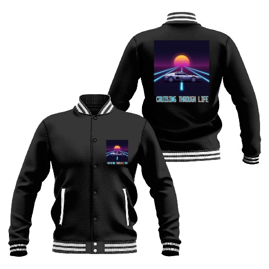 Cruising Through Life Retro Car & Sunset Baseball Jackets