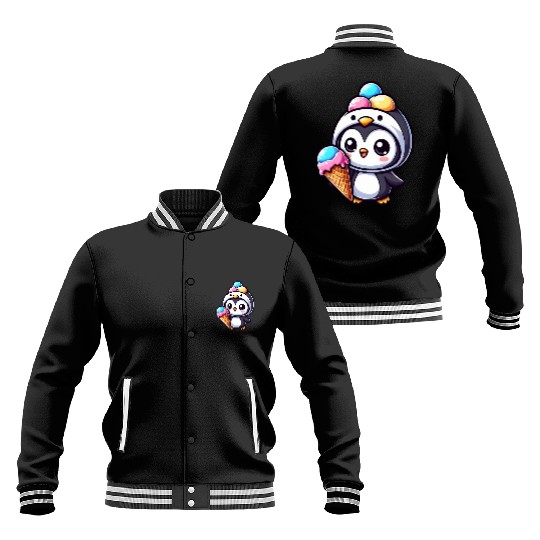 Funny penguin ice cream sweet cartoon summer Baseball Jackets