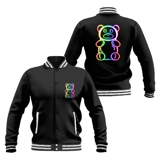 Neon Rainbow Gummy Bear Baseball Jackets