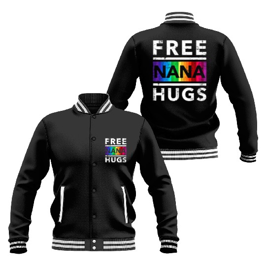 Womens Free Nana Hug LGBT Pride Month Grandma Nana Baseball Jackets
