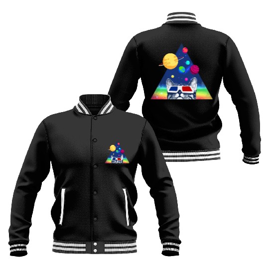 3D Space Cat Baseball Jackets