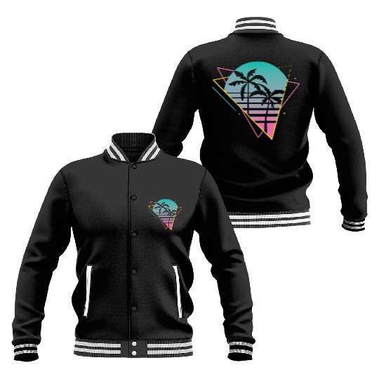Vaporwave palm trees sunset retro neon vintage 80s Baseball Jackets