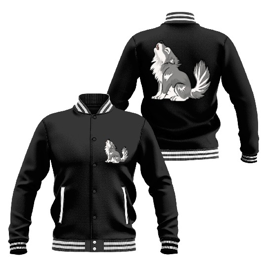Cute Baby Howling Wolf Cub Gifts Animals Lover Baseball Jackets