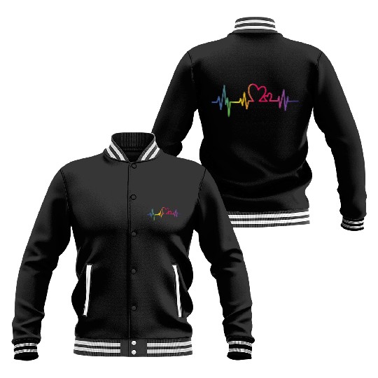 Pride Rainbow heart beat Baseball Jackets