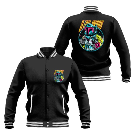 Star Wars Boba Fett Neon Blaster Vintage Graphic Baseball Jackets