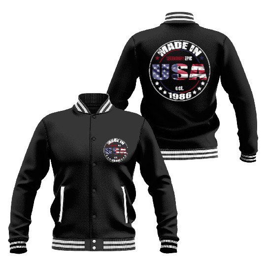 Birthday Saying Born USA 1986 Baseball Jackets