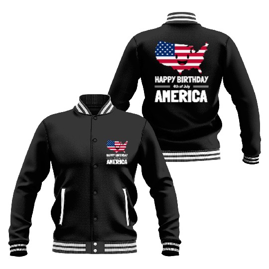 Happy Birthday America 4th of July American Flag Baseball Jackets