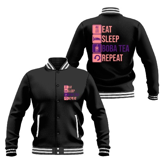 Eat Sleep Boba Tea Baseball Jackets