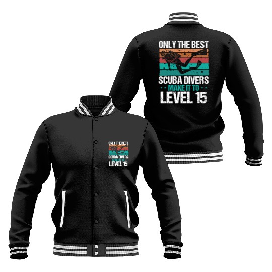 15 Scuba Diving Level 15 Year Diver Snorkeling Baseball Jackets