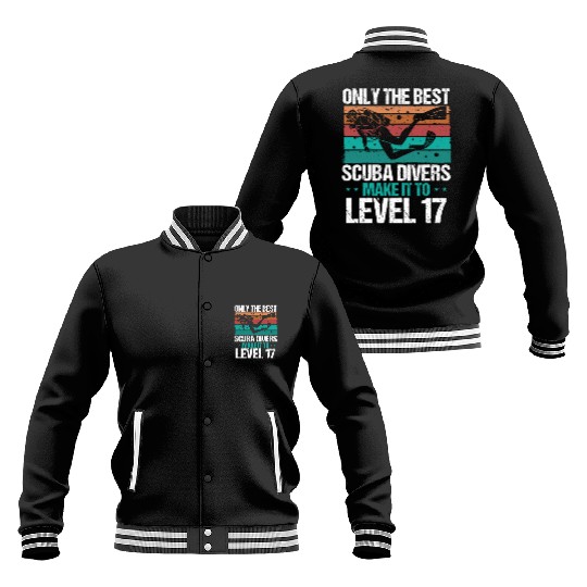 17 Scuba Diving Level 17 Year Diver Snorkeling Baseball Jackets