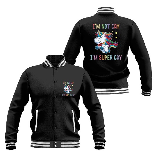 LGBT Funny Rainbow Unicorn Super Gay Lesbian Pride Baseball Jackets