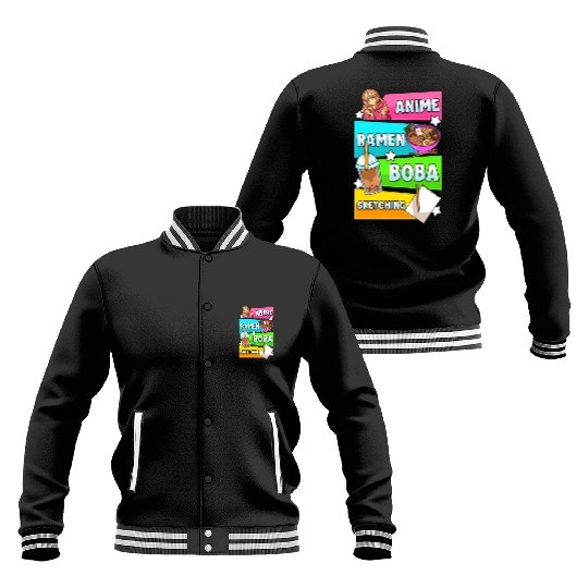 Anime Ramen Te Boba And Drawings Manga Japan Baseball Jackets