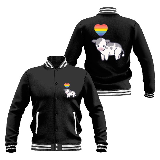 Gay Cow LGBTQ Pride Flag Lesbian Kawaii Anime Baseball Jackets