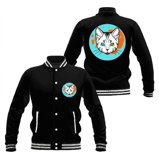 Hello cat, best halloween scary head Baseball Jackets