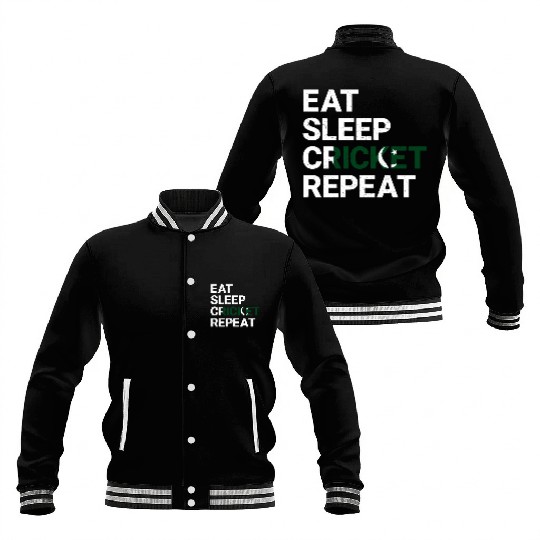 Eat Sleep Cricket Repeat PK Flag Sports Gift Baseball Jackets