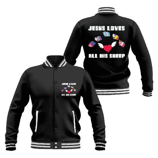 LBGT Flag Gay Pride Human Jesus Loves all his Baseball Jackets