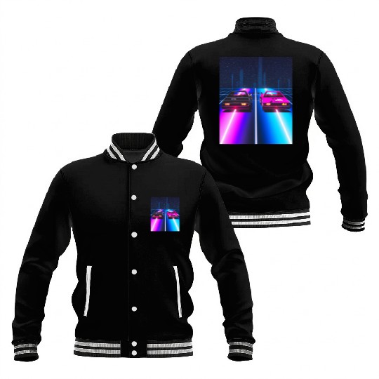 Vaporwave Car Synthwave City Baseball Jackets