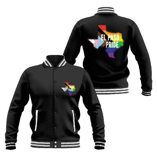 El Paso Pride Gay Lesbian Queer Texas Rainbow Flag Baseball Jackets