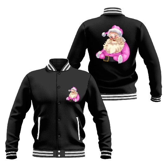 Retro Pink Santa Claus-Retro Pink Santa Claus Wate Baseball Jackets