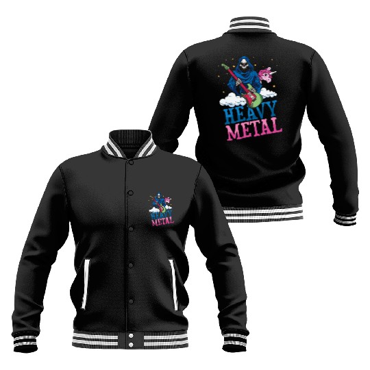 Grim Bone Unicorn Rainbow Metal Music Heavy Rock Baseball Jackets