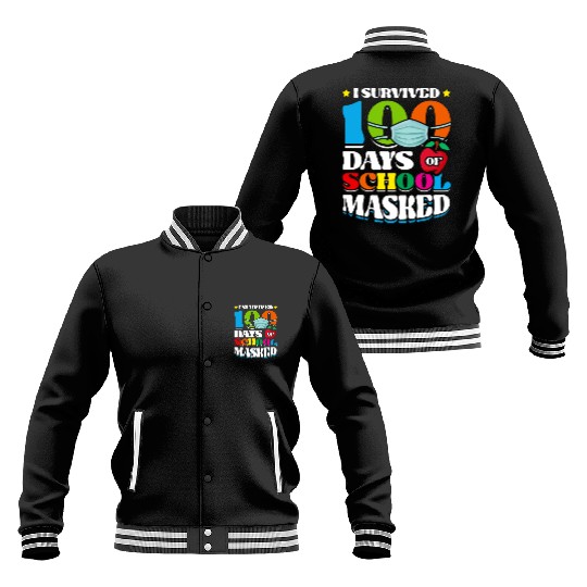 I Survived 100 Days Of School Masked Pupils Home Baseball Jackets