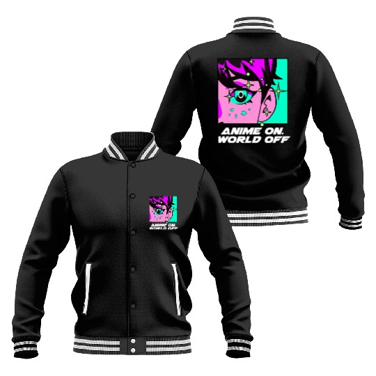 Anime On World Off Funny Japanese Humor Japan Anim Baseball Jackets