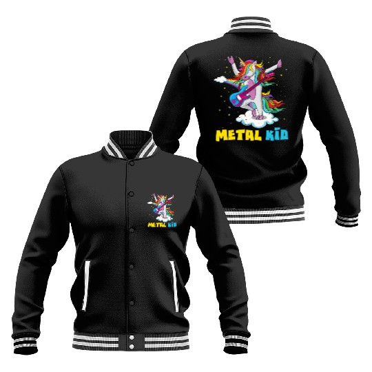 Guitar Unicorn Rainbow Metal Kid Music Rock Sign Baseball Jackets