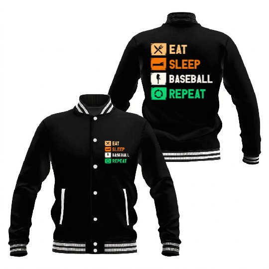 Eat Sleep Baseball Repeat Funny Gaming Baseball Jackets