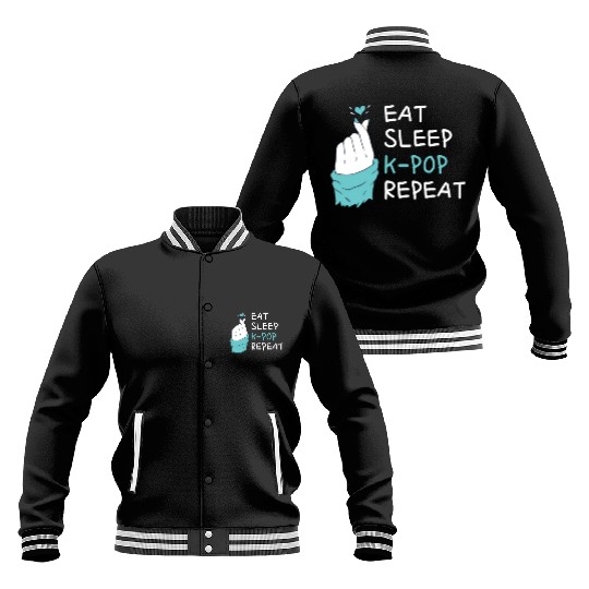 Eat Sleep Kpop Repeat Finger Heart Korean Pop Musi Baseball Jackets
