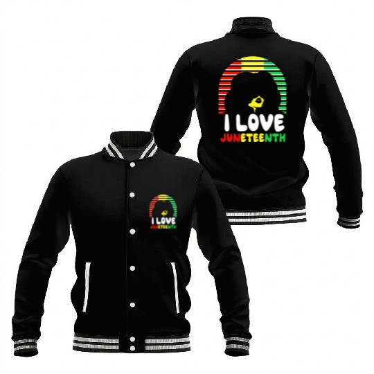 I Love Juneteenth 1865 Black American African Baseball Jackets