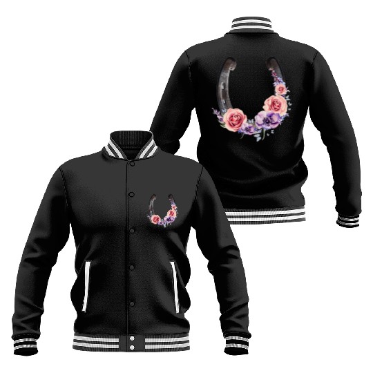 Lucky Floral Horseshoe Baseball Jackets