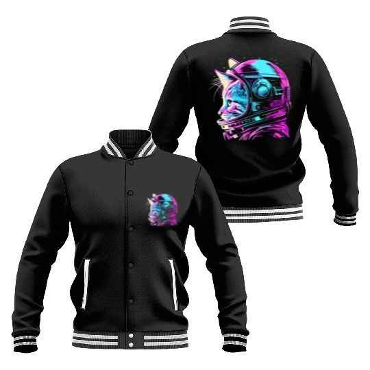 Aesthetic Vaporwave Space Cat 80s 90s Astronaut Baseball Jackets