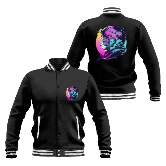 Aesthetic Vaporwave Space Cat 80s 90s Astronaut Baseball Jackets
