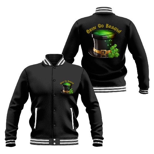 Get Lucky with this 'Erin go Bragh' Top Hat Design Baseball Jackets