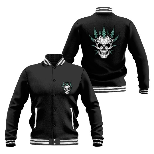 Skull with cannabis leaf Baseball Jackets