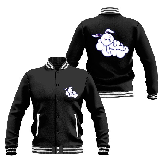 Cute sleep bunny cartoon icon illustration gifts Baseball Jackets