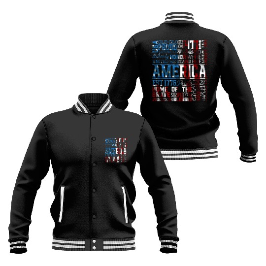 Patriotic Veteran USA Flag American Memorial Day Baseball Jackets