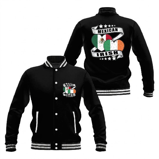 Half Irish Half Mexican Baseball Jackets for kids