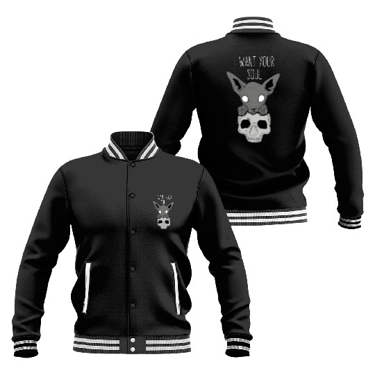 Death Cat Skull Baseball Jackets